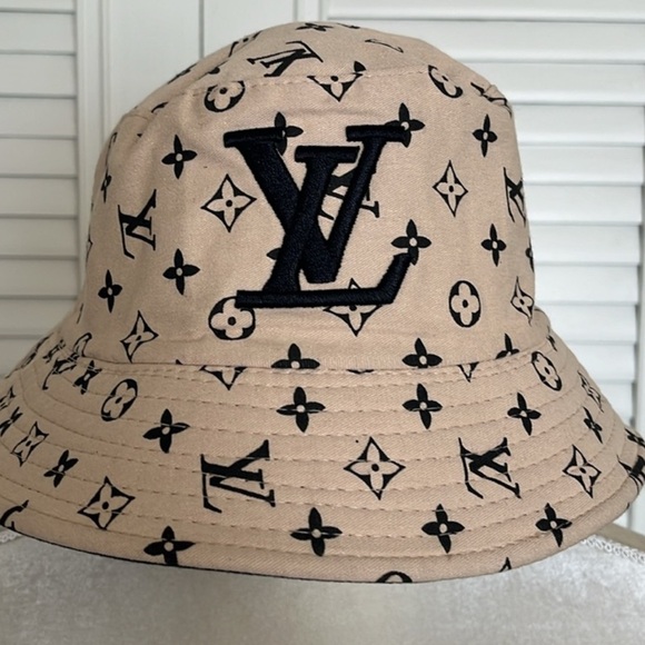 Louis Vuitton Tan and Black Monogram Bucket Hat - Picture 1 of 4
